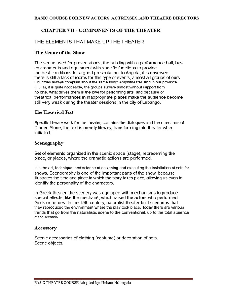 Key Components Of Theater Explained Pdf Theatre Clothing 