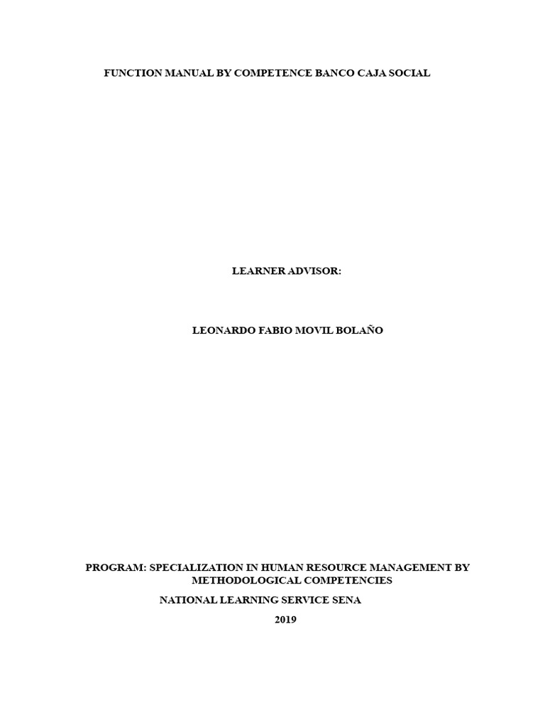 Functions Manual by Competence Bank Caja Social | PDF | Performance ...