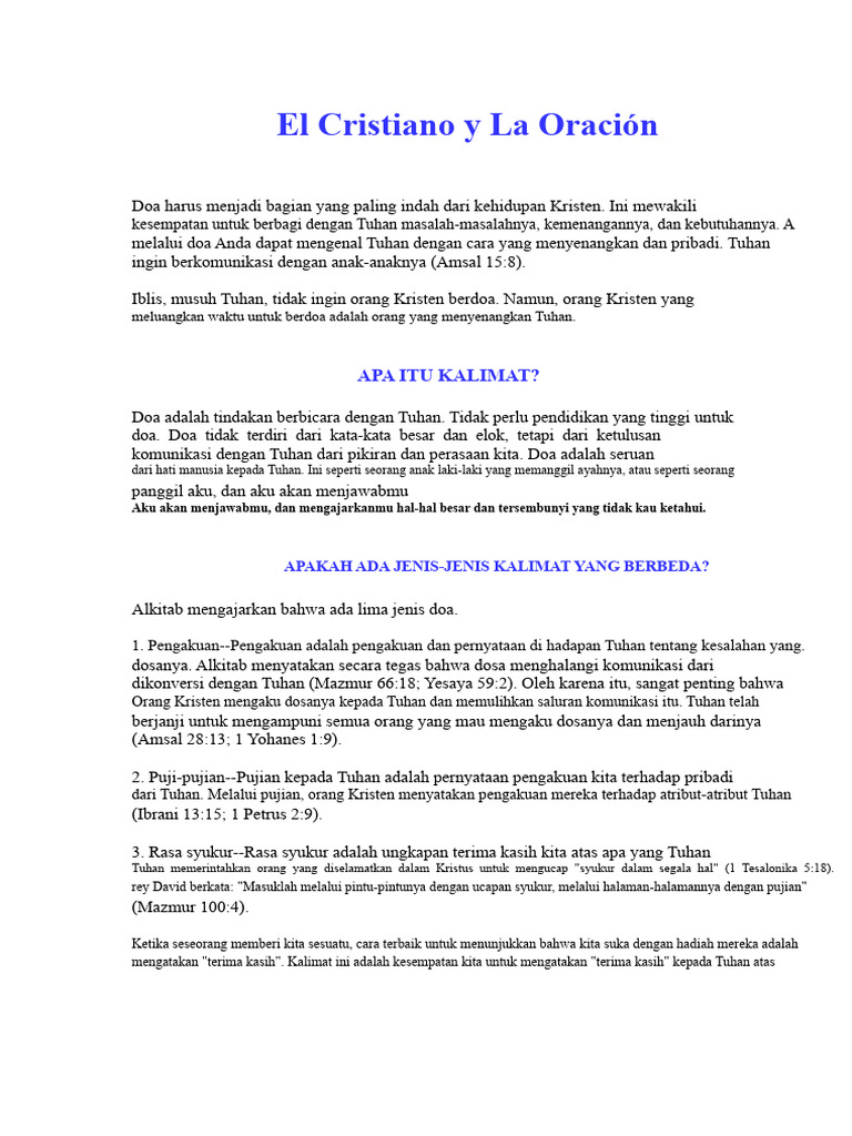 Jenis-jenis Doa dalam Kehidupan Kristen | PDF