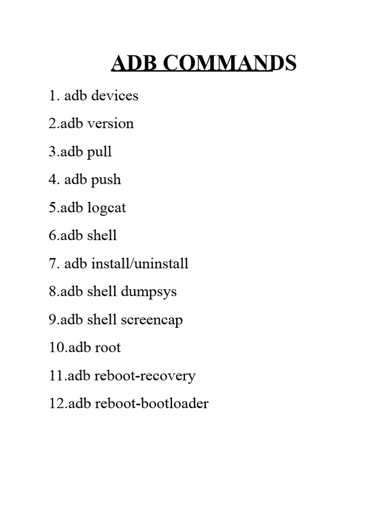 Essential ADB Commands for Android | PDF