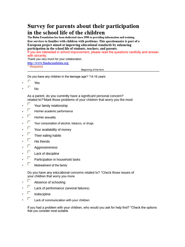 Parent Participation in School Survey | PDF | Behavioural Sciences