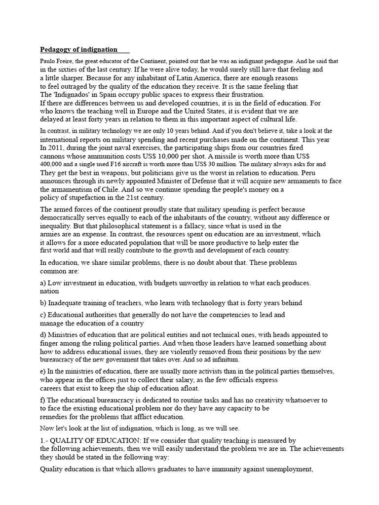 Indignation in Latin American Education | PDF | Pedagogy | Interest
