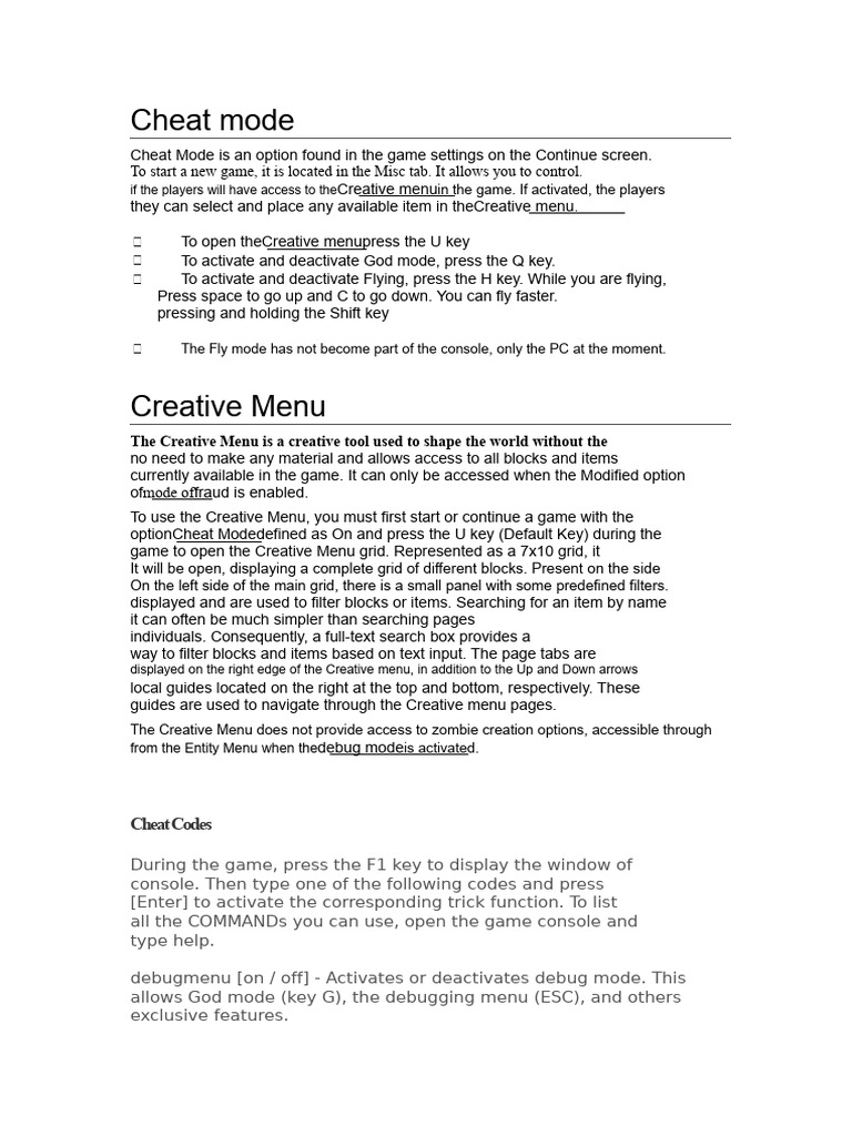 7 Days to Die Cheat Commands Guide | PDF | Command Line Interface ...