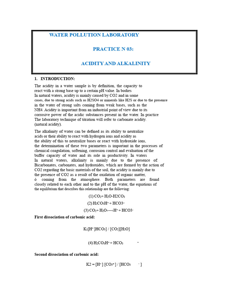 Mineral Acidity in Water Samples | PDF | Ph | Alkalinity