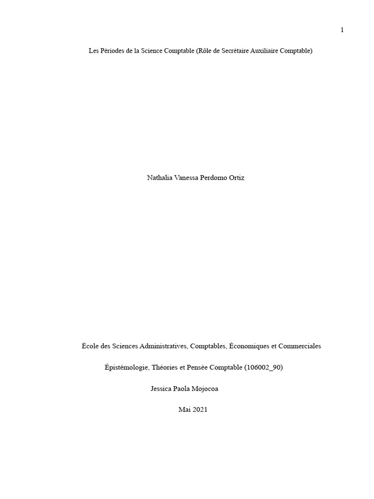 Rapport Descriptif - Périodes de La Science Comptable | PDF | Science ...