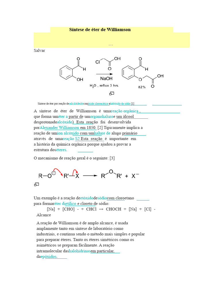 Síntese de Éter de Williamson | PDF | Química | Química Orgânica