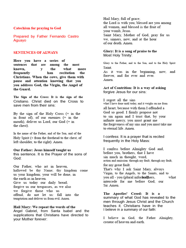 Catechism For Praying To God | PDF | Mary, Mother Of Jesus | Lord's Prayer