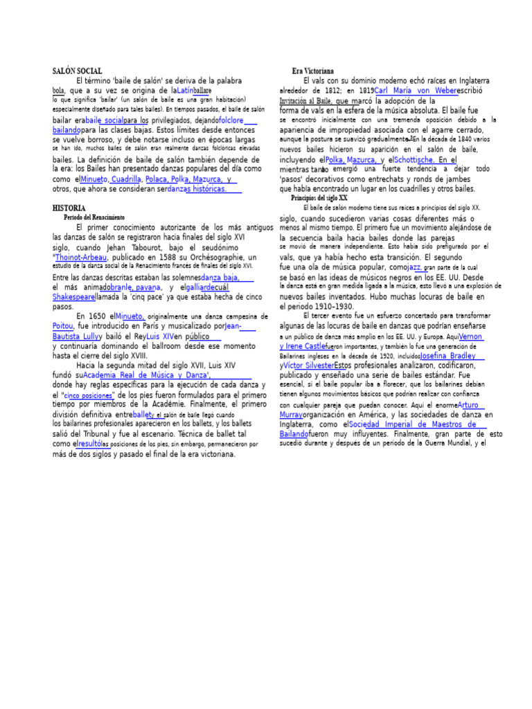 Historia del Baile de Salón y sus Estilos | PDF | Baile de salón | Bailes