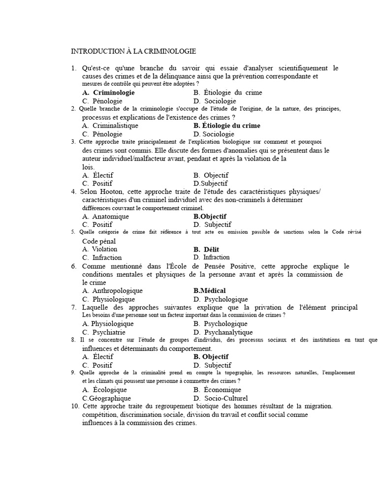 Introduction à la Criminologie et ses Concepts | PDF | Crimes | Crime ...
