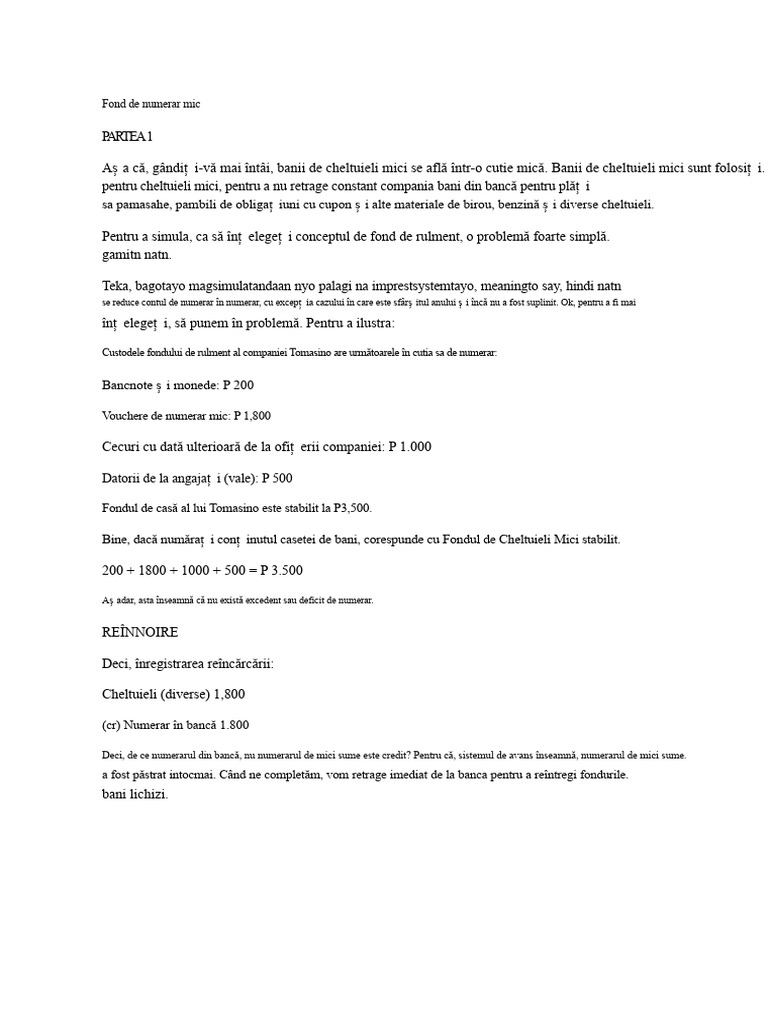 1 - Numerar Și Echivalente de Numerar | PDF