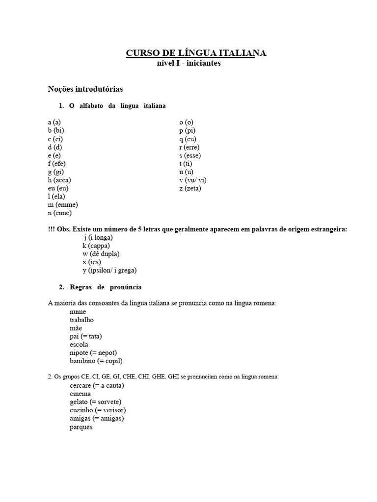 Curso de Italiano para Iniciantes | PDF | Linguística