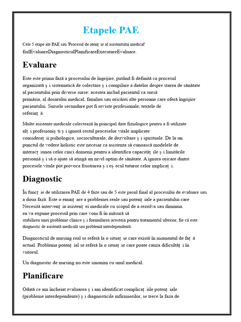 Etapele PAE | PDF
