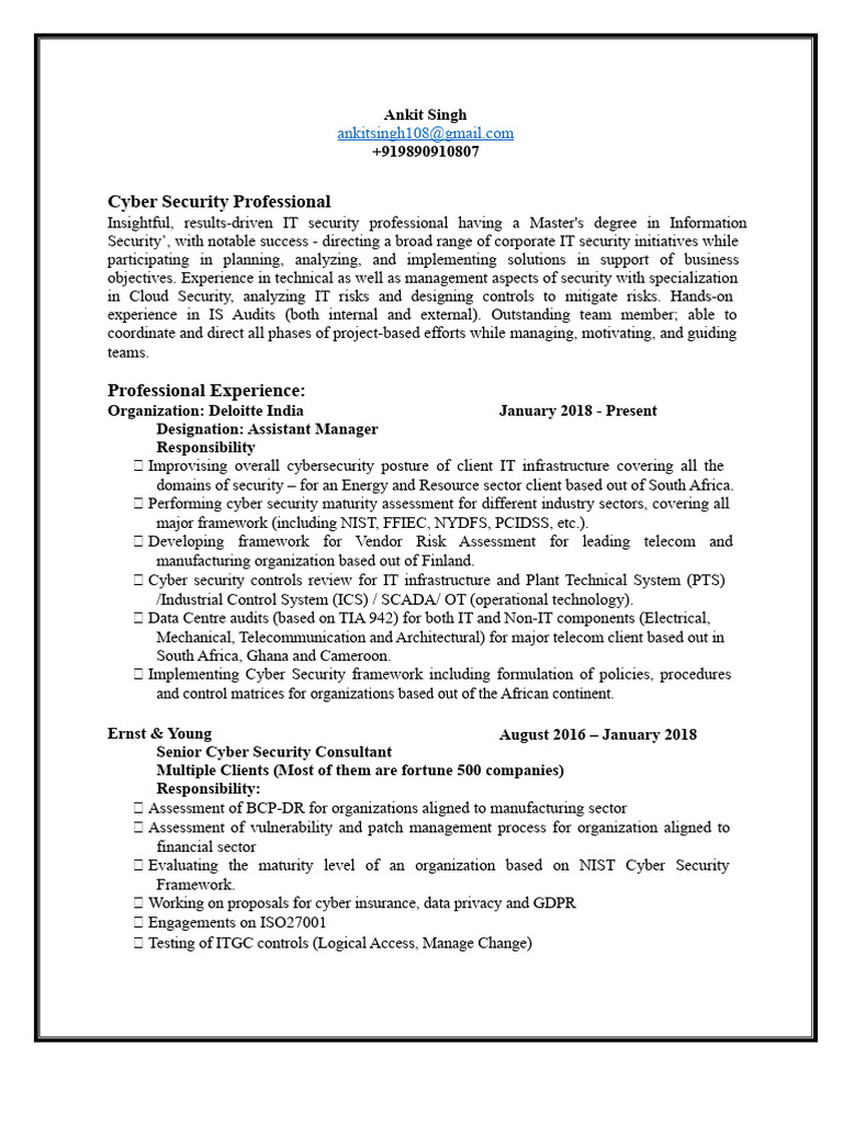 Ankit Singh (+91-9890910807) Resume | PDF | Computer Security | Security