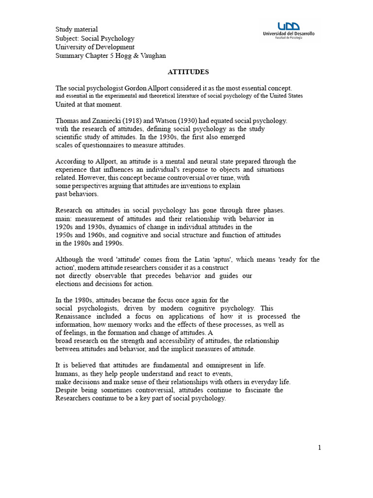 Understanding Attitudes in Social Psychology | PDF | Attitude ...