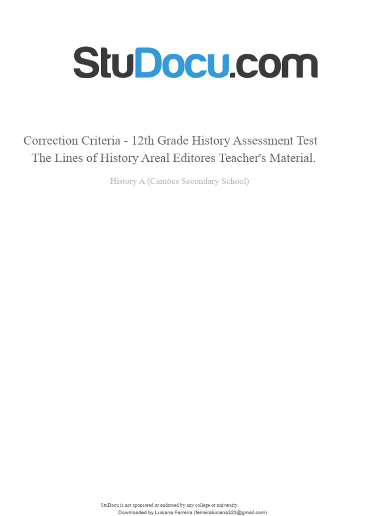 12th Grade History Assessment Criteria | PDF | Cost Of Living | Portugal