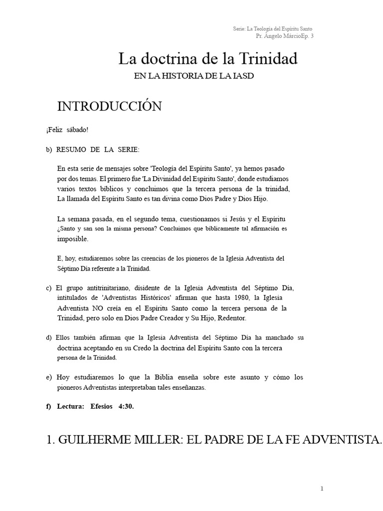 Creencias Adventistas sobre la Trinidad | PDF | Iglesia Adventista del ...