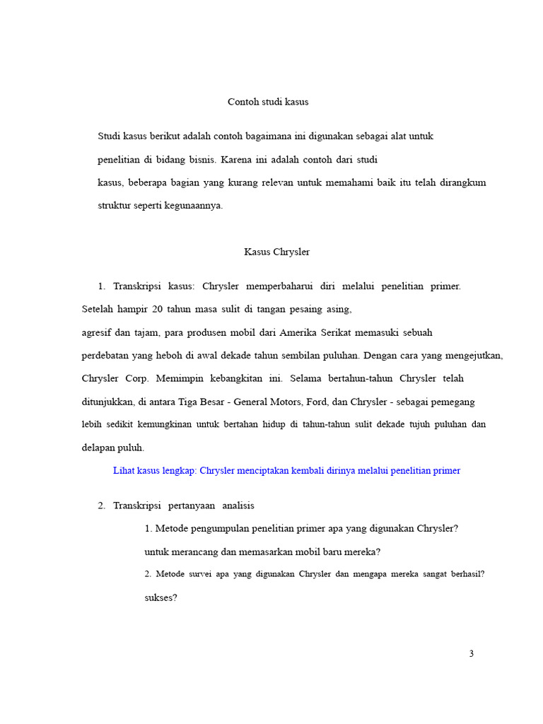 Chrysler: Kebangkitan Melalui Riset Primer | PDF