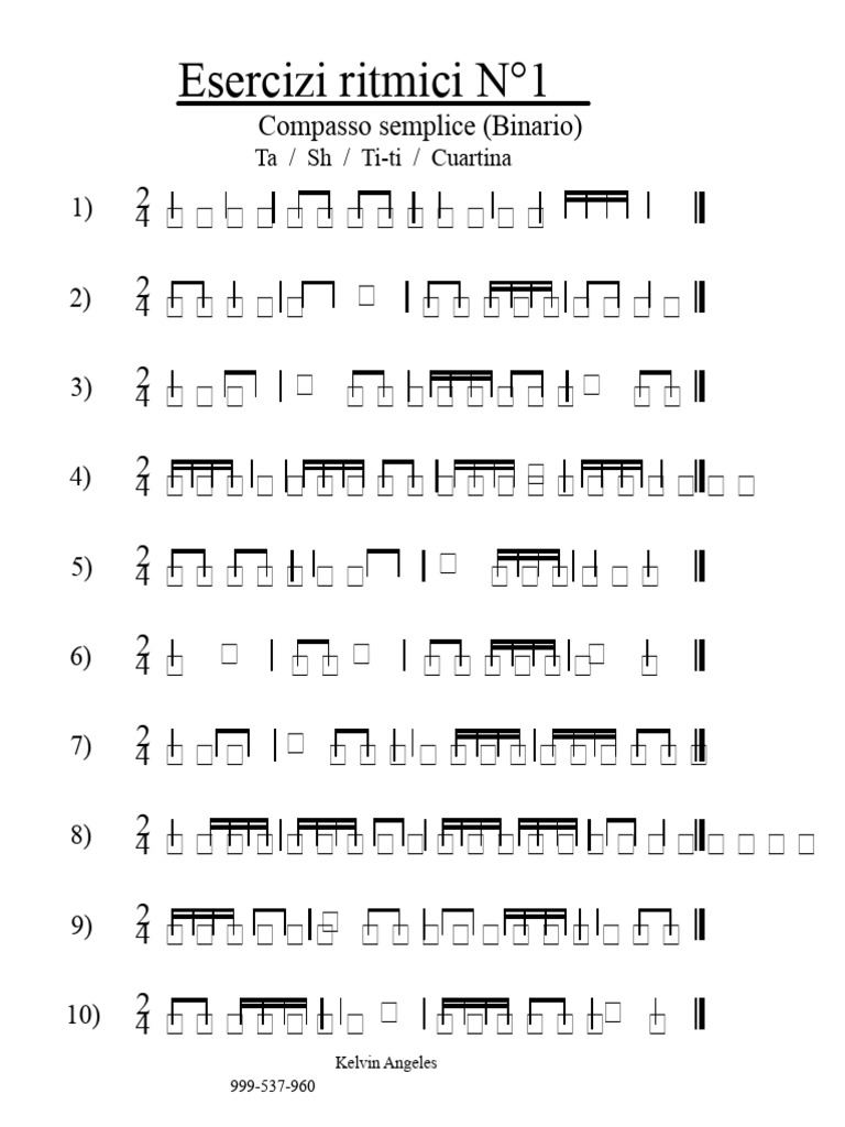 Esercizi Ritmici - Sillabe Ritmiche N.1 | PDF