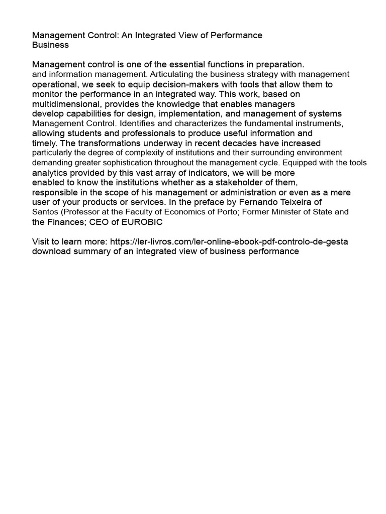 Integrated Management Control Systems | PDF