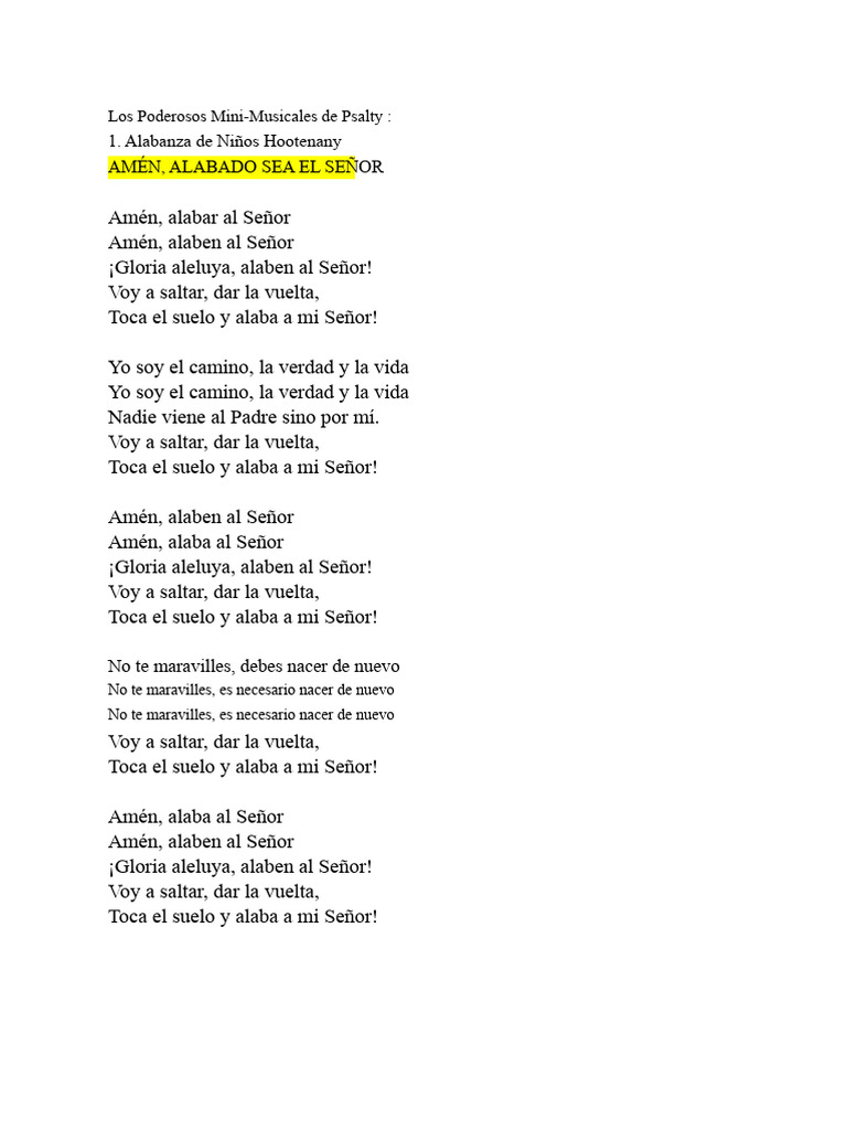 Amén, Alabado Sea El Señor Letra | PDF | Cristo (título) | Amor