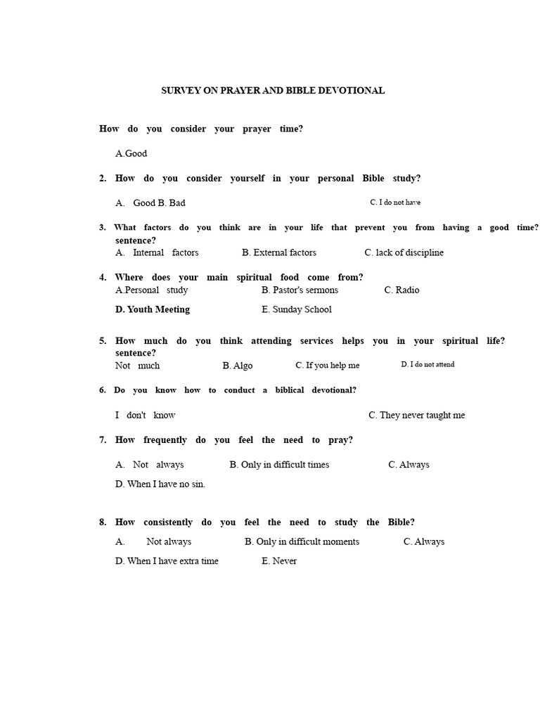 Prayer and Bible Study Survey Insights | PDF