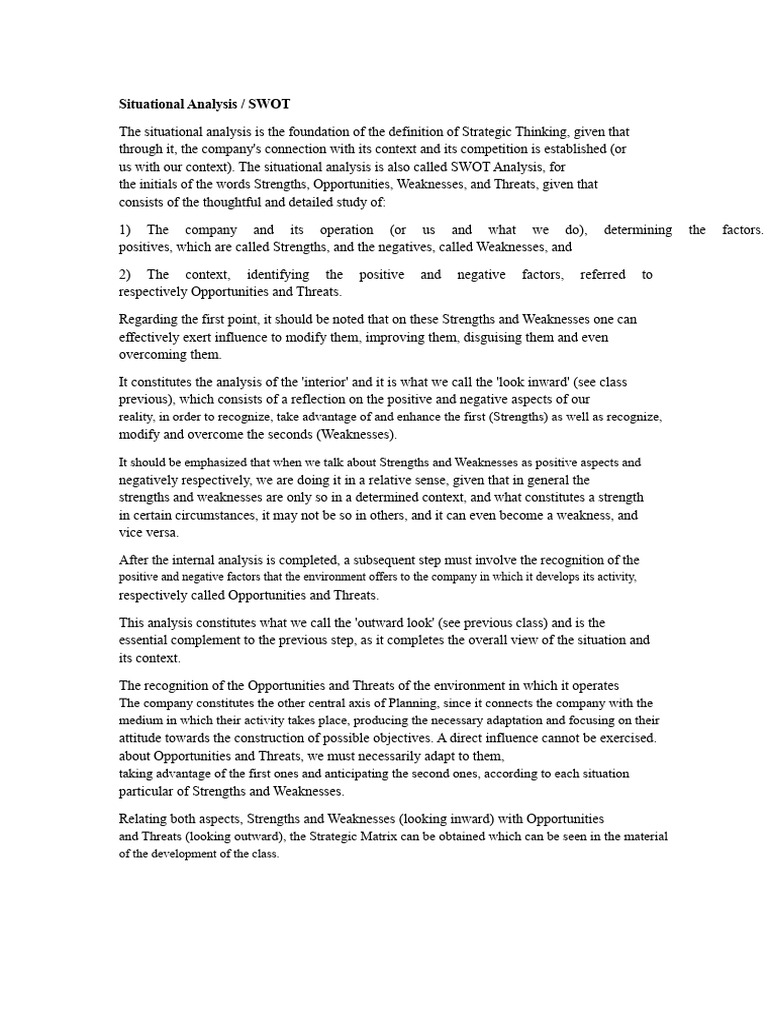 SWOT Analysis for Strategic Planning | PDF | Swot Analysis | Cognition