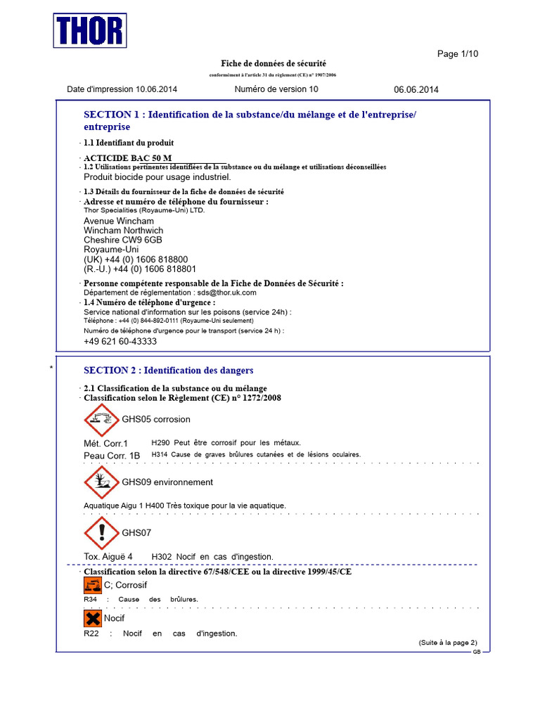 Acticide Bac 50 M MSDS PDF | PDF | Corrosion | Eaux usées