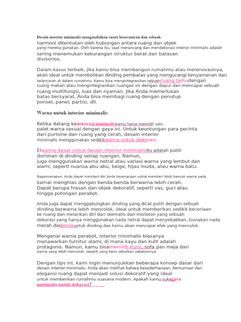 Tips Desain Interior Minimalis dan Zen | PDF