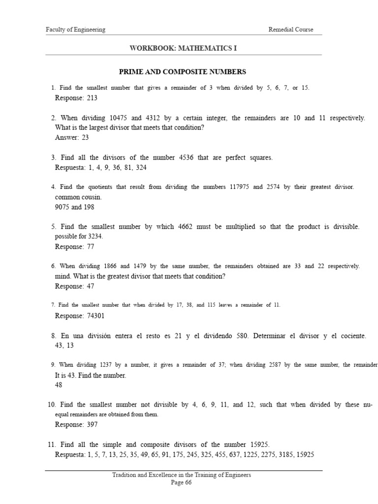 Mathematics Exercise I Engineering UNA | PDF | Division (Mathematics ...