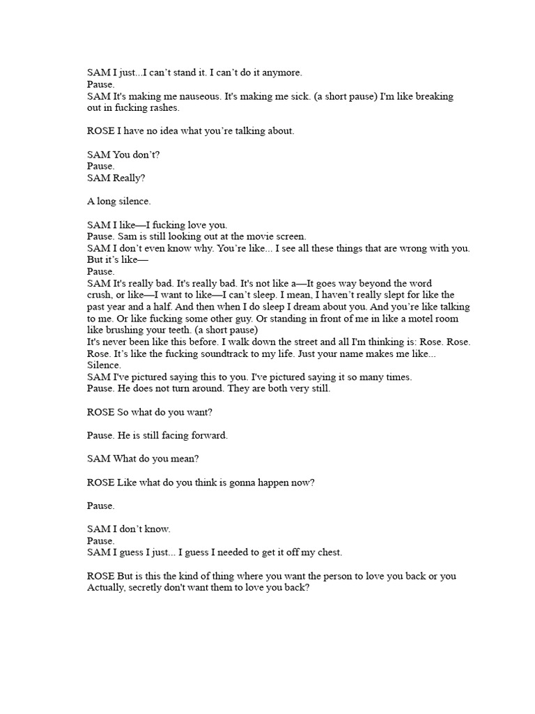 Unrequited Love Confession Dialogue | PDF