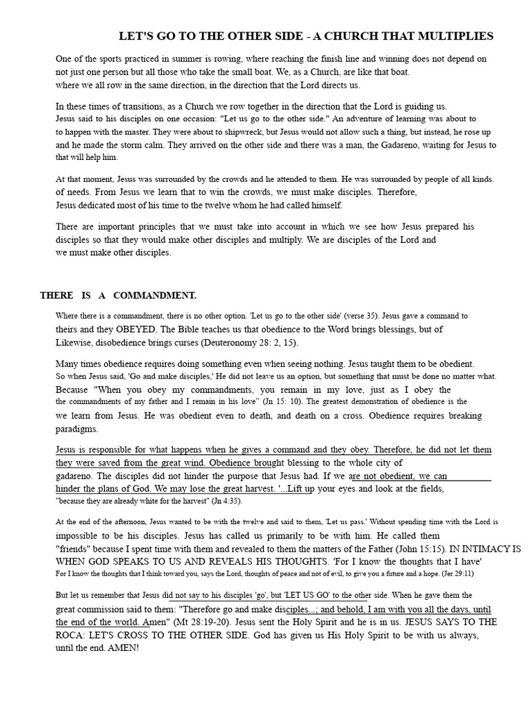 Let's Go To The Other Side | PDF | Jesus | Disciple (Christianity)