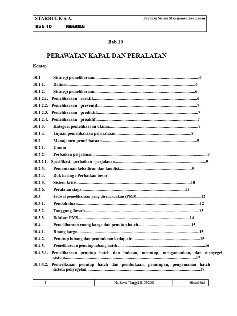 Bab 10 Pemeliharaan Kapal Dan Peralatan Revisi Bab 10 | PDF