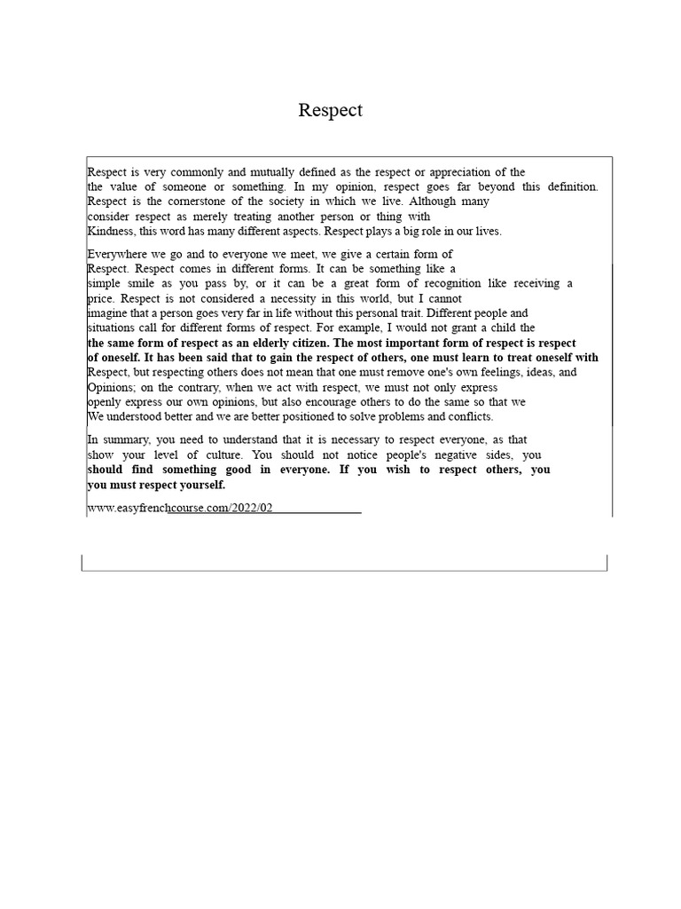 The Importance of Respect in Society | PDF