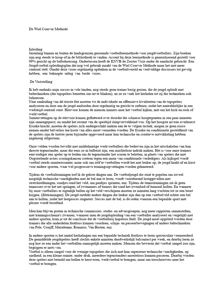 De Wiel Coerver Methode | PDF