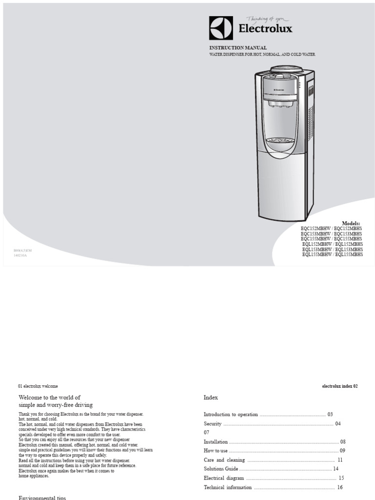 Electrolux Water Dispenser Manual | PDF | Water Heating | Water