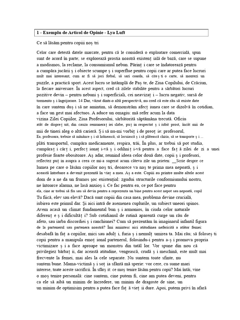 Modele de Articol de Opinie PDF | PDF