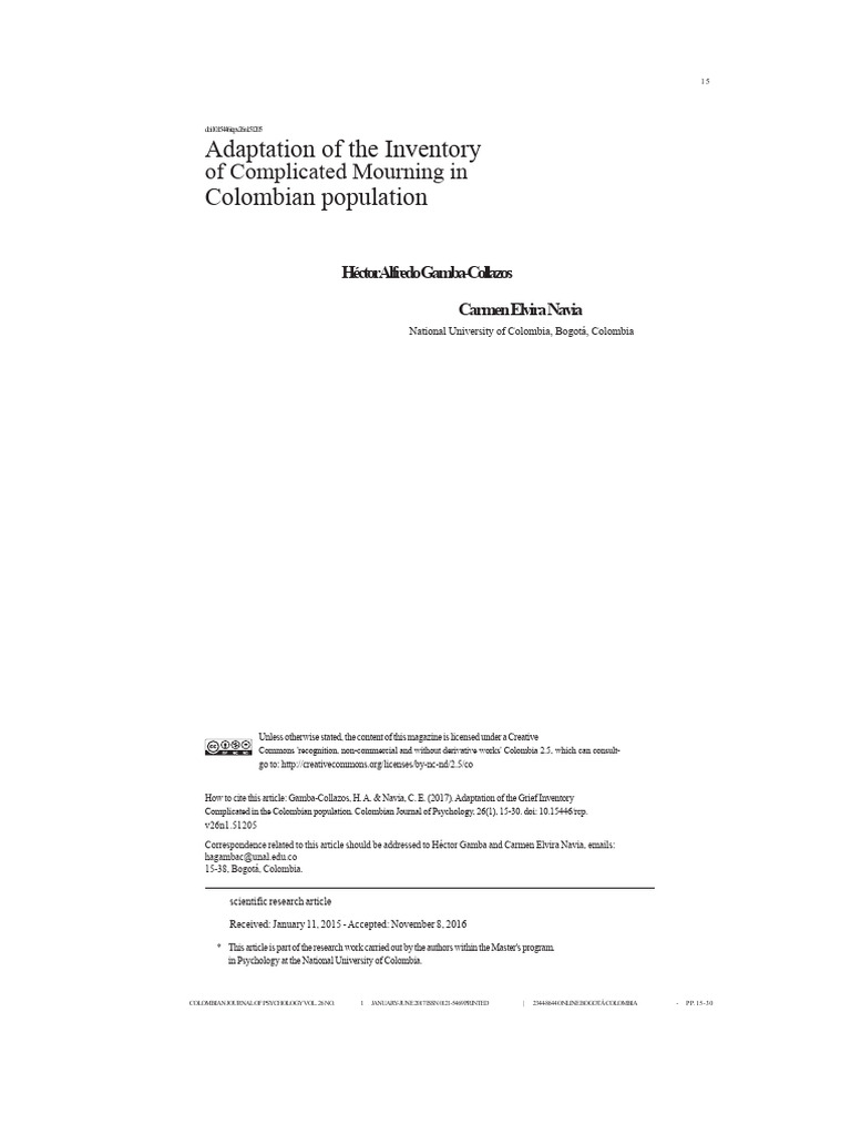 Adaptation of Complicated Grief Inventory | PDF | Grief | Psychometrics