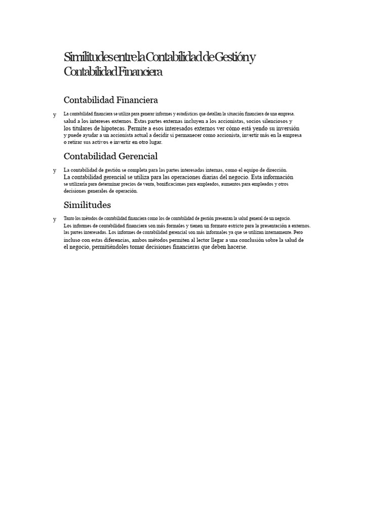 Similitudes entre Contabilidad Financiera y Gerencial | PDF ...
