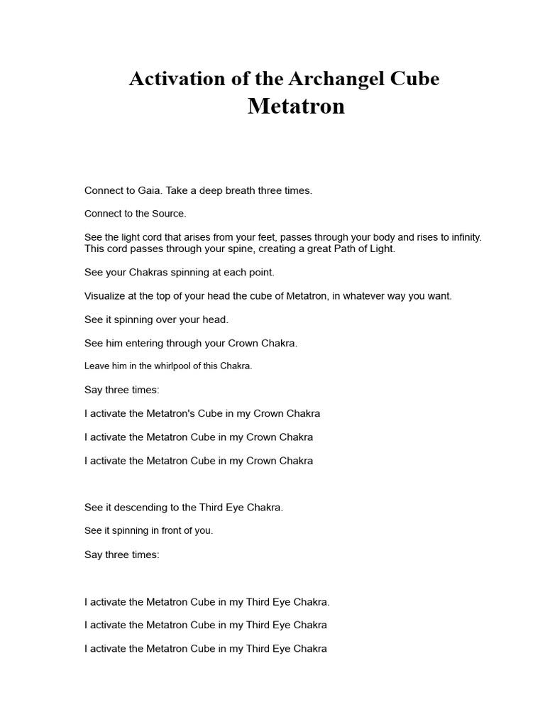Activate Metatron's Cube Meditation | PDF | Chakra | Kundalini