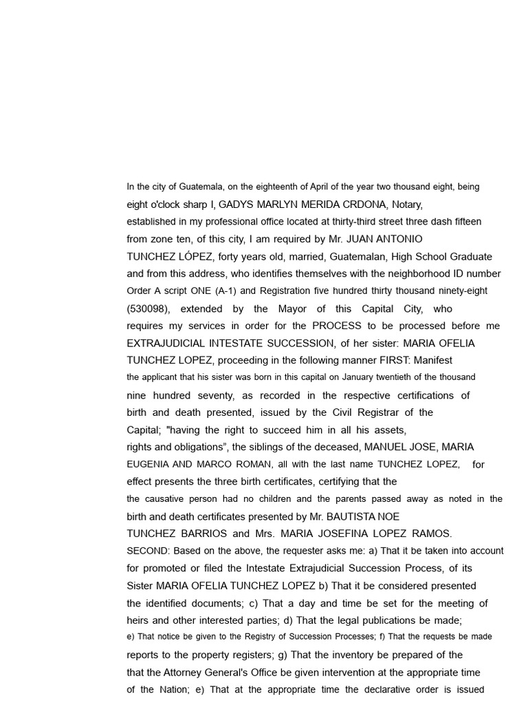 Extrajudicial Intestate Succession Process | PDF | Will And Testament ...