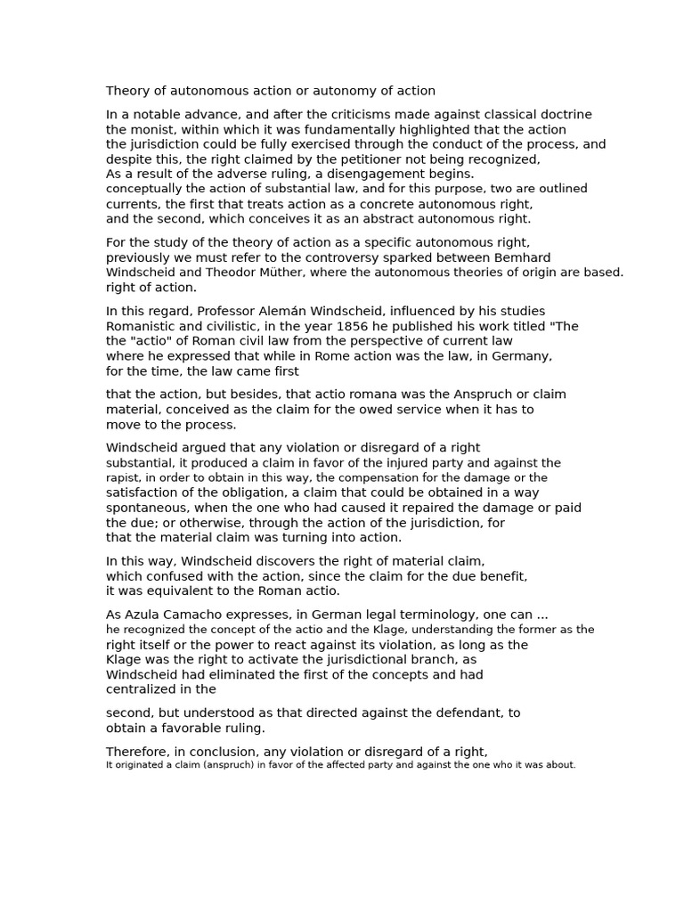 Theory of Autonomous Action or Autonomy of Action | PDF | Justice ...