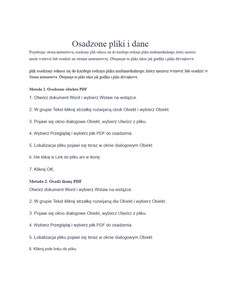 Osadzone Pliki I Dane | PDF