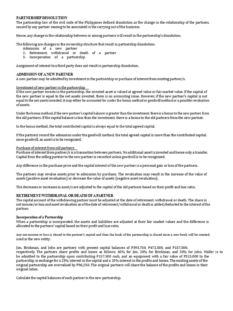 Image showcasing Partnership Dissolution - Lecture and Sample Problems | PDF | Goodwill ...