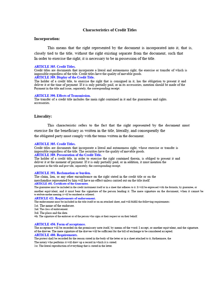 Understanding Credit Titles and Their Characteristics | PDF ...