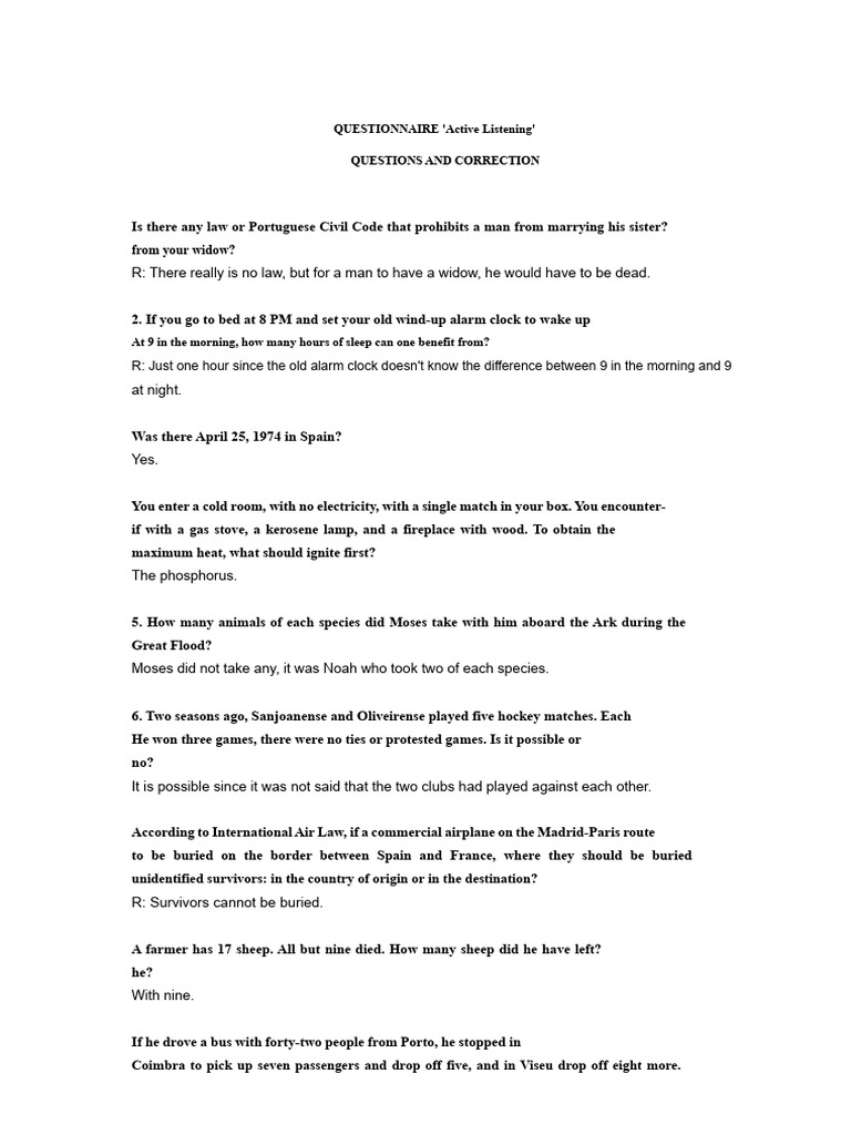 Fun Riddles and Logic Questions | PDF