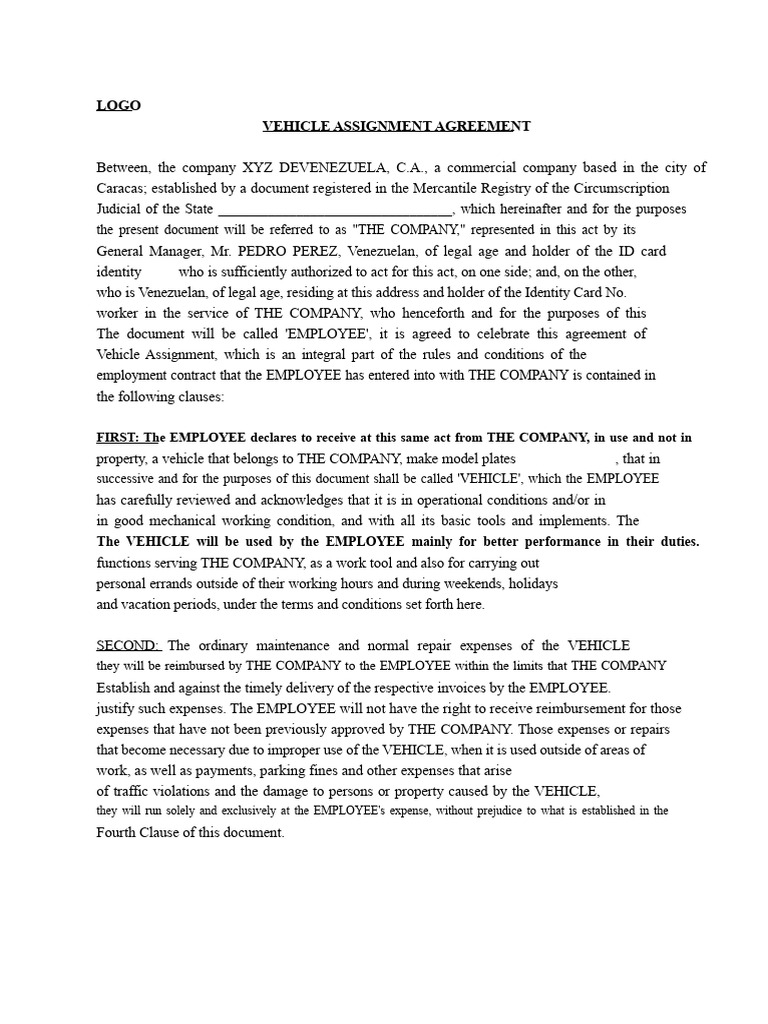 Vehicle Assignment Agreement Workers 2018 | PDF | Employment | Insurance