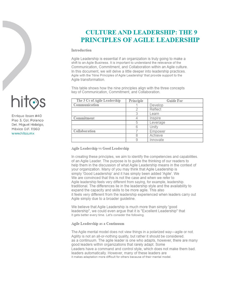 9 Principles of Agile Leadership | PDF | Agile Software Development ...