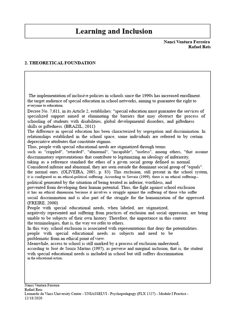 Inclusive Education and Social Stigma | PDF | Social Exclusion ...