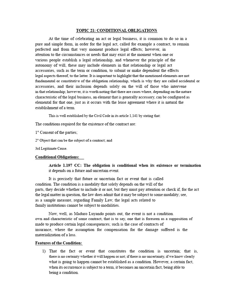 Understanding Conditional Obligations | PDF | Payments | Justice