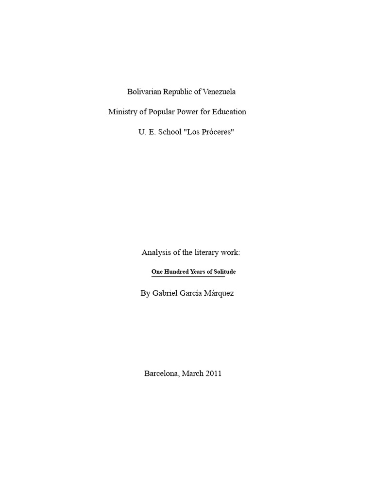 Analysis of One Hundred Years of Solitude | PDF